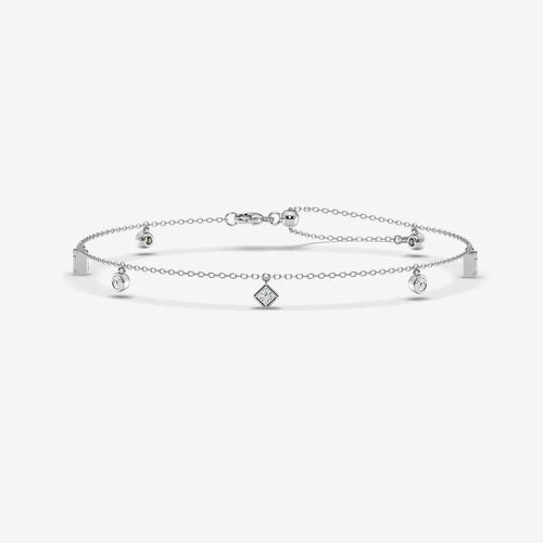 Multi-Shape Lab Grown Diamond Dangle Charm Anklet