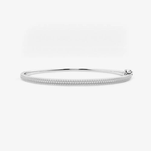 Round Lab Grown Diamond Pave Bangle Bracelet Platinum