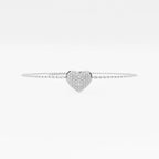 Round Lab Grown Diamond Pave Heart Chain Bracelet Chain Bracelet