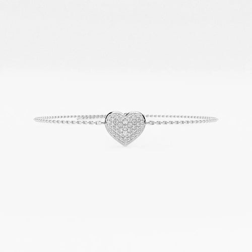 Round Lab Grown Diamond Pave Heart Chain Bracelet Chain Bracelet