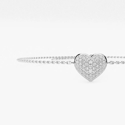 Round Lab Grown Diamond Pave Heart Chain Bracelet Chain Bracelet