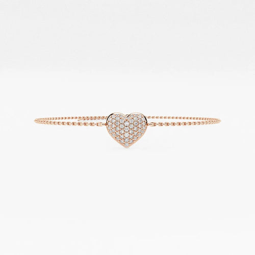 Round Lab Grown Diamond Pave Heart Chain Bracelet Chain Bracelet