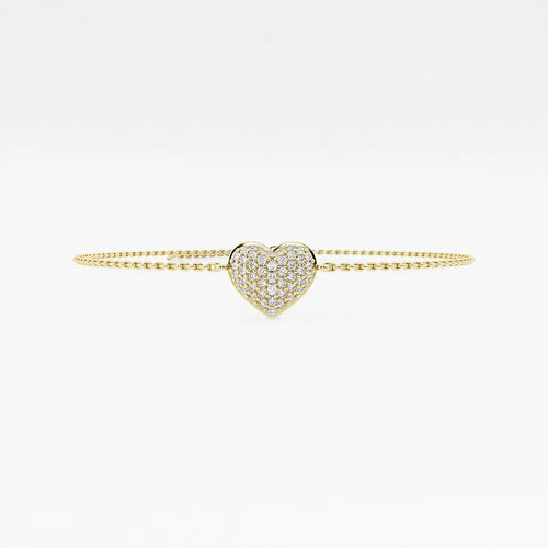 Round Lab Grown Diamond Pave Heart Chain Bracelet Chain Bracelet