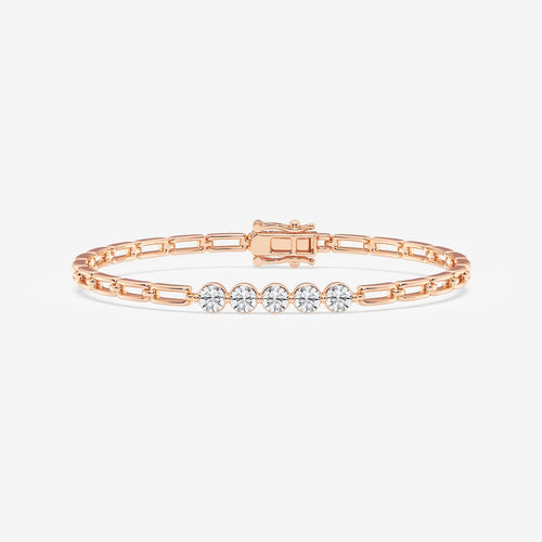 Round Lab Grown Diamond Adjustable Five Stone Bracelet