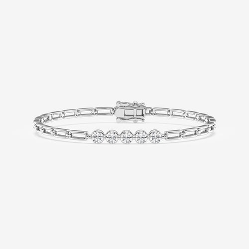 Round Lab Grown Diamond Adjustable Five Stone Bracelet