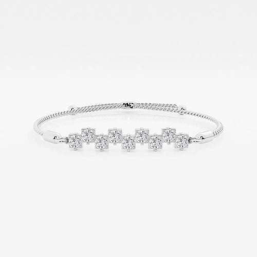 Princess Lab Grown Diamond Stagger Nine Stone Bolo Bracelet