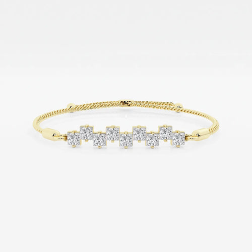 Princess Lab Grown Diamond Stagger Nine Stone Bolo Bracelet