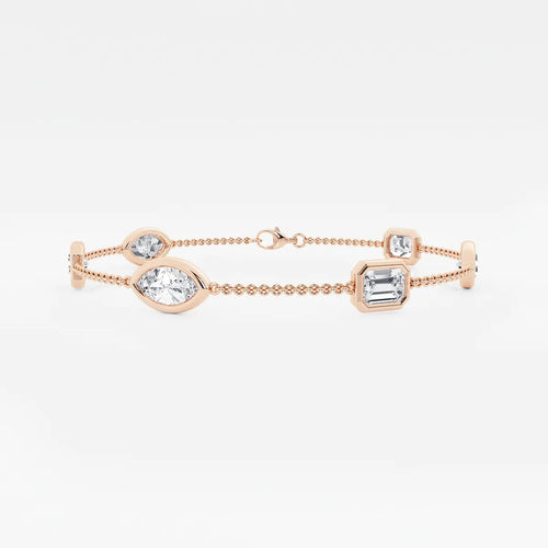 Emerald & Marquise Lab Grown Diamond Station Chain Bracelet