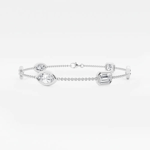 Emerald & Marquise Lab Grown Diamond Station Chain Bracelet