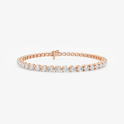 Round Lab Grown Diamond Three Prong Tennis Bracelet