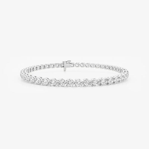 Round Lab Grown Diamond Three Prong Tennis Bracelet