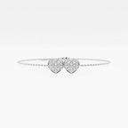 Round Lab Grown Diamond Petite Double Pave Heart Bracelet Chain Bracelet