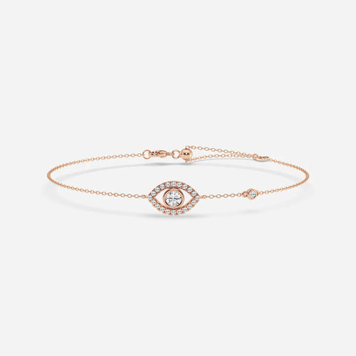 Round Lab Grown Diamond Evil Eye Anklet