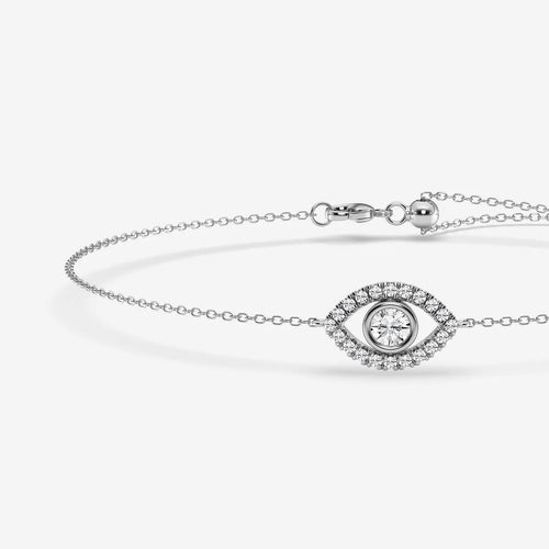 Round Lab Grown Diamond Evil Eye Anklet
