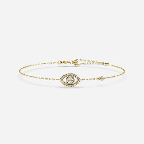 Round Lab Grown Diamond Evil Eye Anklet