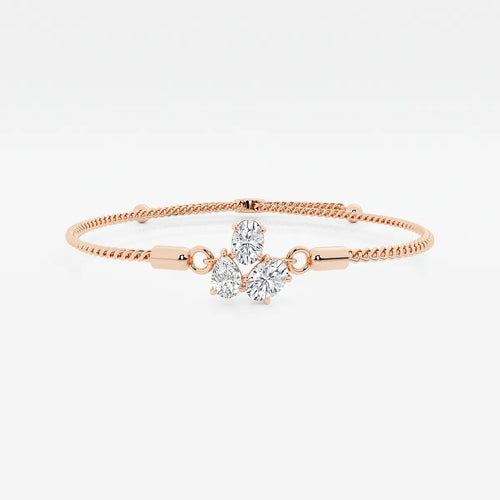 Oval and Pear Lab Grown Diamond Three Stone Bolo Bracelet