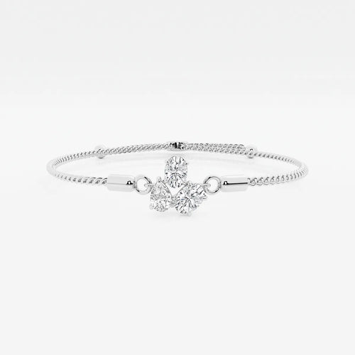 Oval and Pear Lab Grown Diamond Three Stone Bolo Bracelet