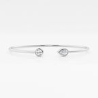Round and Pear Lab Grown Diamond Open Bangle Bracelet