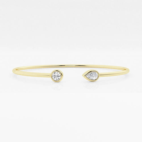 Round and Pear Lab Grown Diamond Open Bangle Bracelet