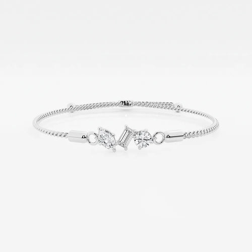 Multi-Shape Lab Grown Diamond Three Stone Bolo Bracelet