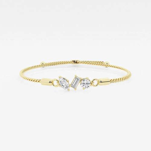 Multi-Shape Lab Grown Diamond Three Stone Bolo Bracelet