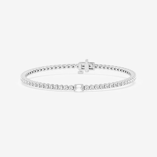 Emerald Lab Grown Diamond Single Station Tennis Bracelet