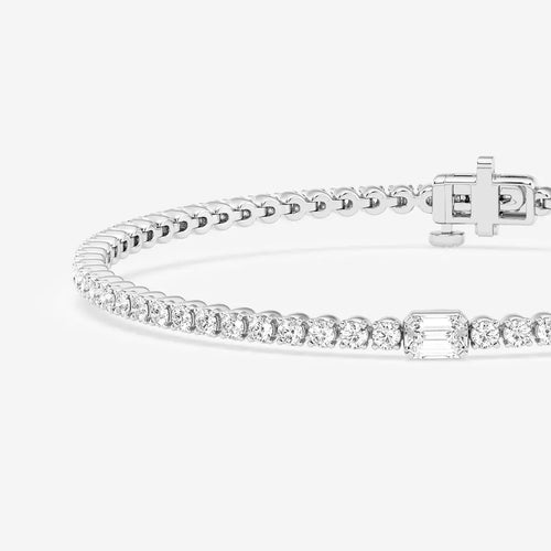 Emerald Lab Grown Diamond Single Station Tennis Bracelet