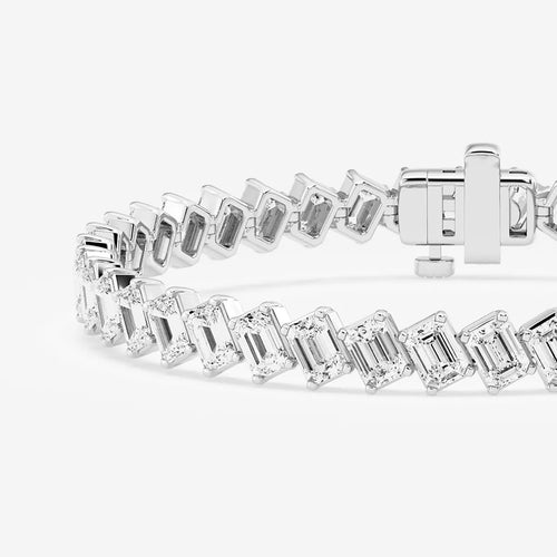 Emerald Lab Grown Diamond Diagonal Tennis Bracelet