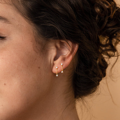 Custom Opal Drop Stud Earrings With Flatback