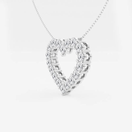 Round Lab Grown Diamond Heart Pendant With Adjustable Chain