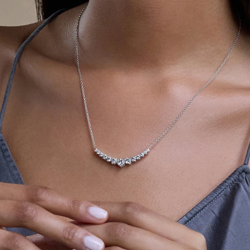 Round Lab Grown Diamond Thirteen Stone Demi Eternity Necklace