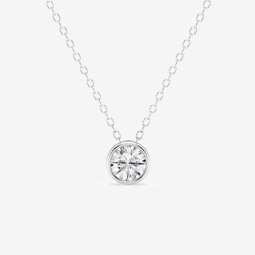Round Lab Grown Diamond Bezel Set Solitaire Pendant with Adjustable Chain