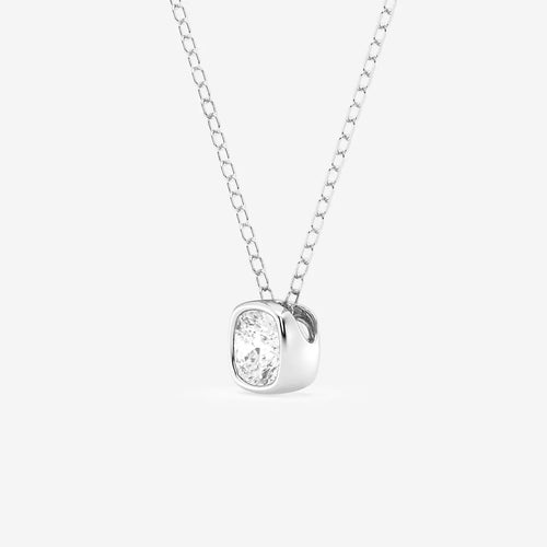 Cushion Lab Grown Diamond Bezel Set Solitaire Pendant with Adjustable Chain