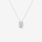 Oval Lab Grown Diamond Bezel Set Solitaire Pendant with Adjustable Chain