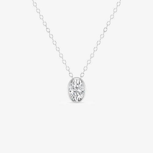 Oval Lab Grown Diamond Bezel Set Solitaire Pendant with Adjustable Chain