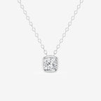 Cushion Lab Grown Diamond Bezel Set Solitaire Pendant with Adjustable Chain