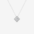 Princess Lab Grown Diamond Bezel Set Solitaire Pendant with Adjustable Chain
