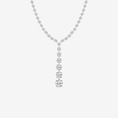 Round Lab Grown Diamond Lariat Tennis Necklace