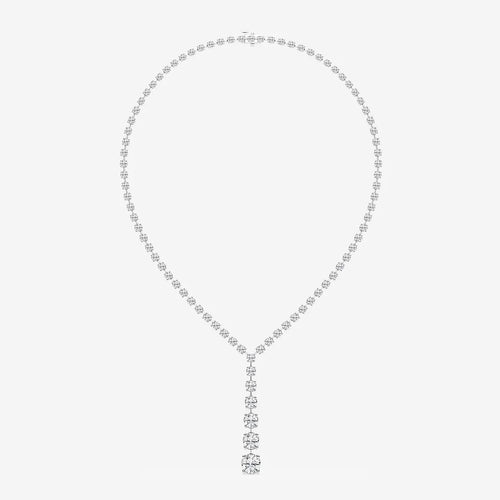 Round Lab Grown Diamond Lariat Tennis Necklace
