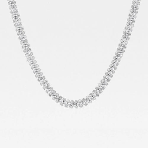 Round Lab Grown Diamond Multi row Tennis Necklace
