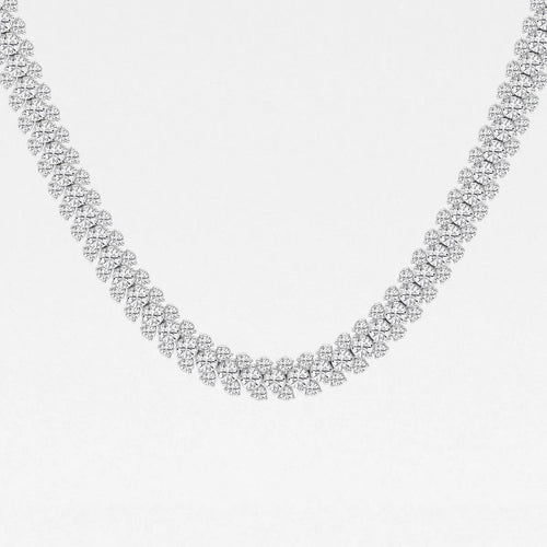 Round Lab Grown Diamond Multi row Tennis Necklace