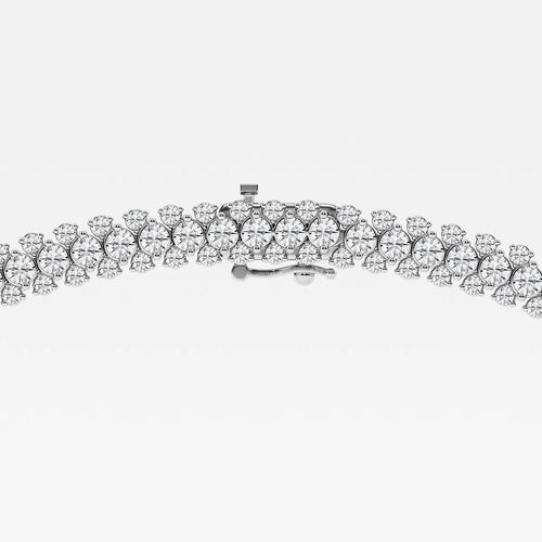 Round Lab Grown Diamond Multi row Tennis Necklace