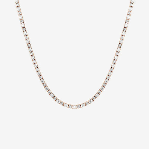 Emerald Lab Grown Diamond Alternating Tennis Necklace