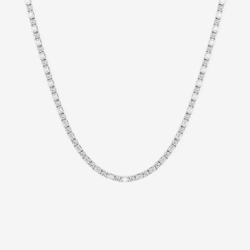 Emerald Lab Grown Diamond Alternating Tennis Necklace