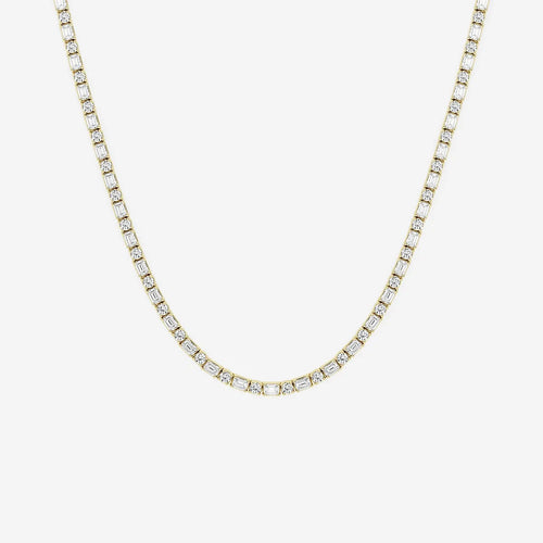 Emerald Lab Grown Diamond Alternating Tennis Necklace