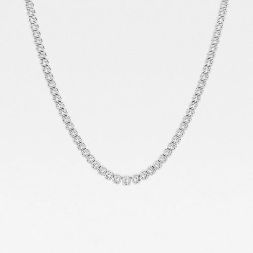 Emerald Lab Grown Diamond Graduated Bezel Set Tennis Necklace