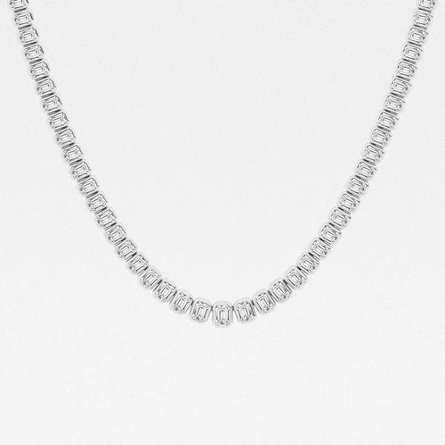 Emerald Lab Grown Diamond Graduated Bezel Set Tennis Necklace