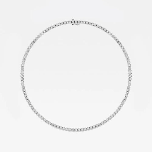 Emerald Lab Grown Diamond Graduated Bezel Set Tennis Necklace