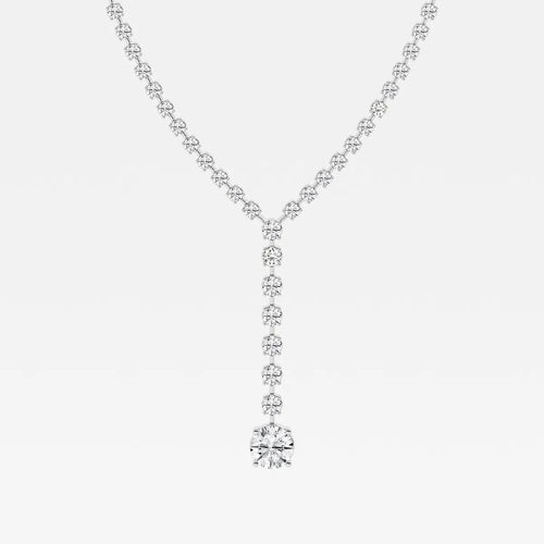 Round Lab Grown Diamond Lariat Tennis Necklace