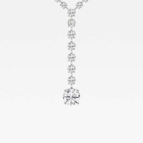 Round Lab Grown Diamond Lariat Tennis Necklace